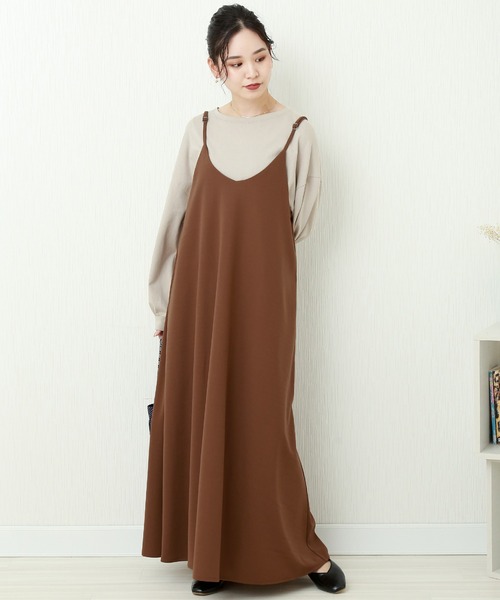 libelle more（リベル モア）の「カットジョーゼット　キャミワンピース（ジャンパースカート・レディース・ブラウン/ブラック/パープル/ラベンダー/グレイッシュベージュ・FREE）」の19枚目の写真