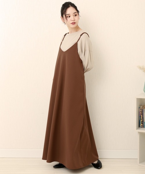 libelle more（リベル モア）の「カットジョーゼット　キャミワンピース（ジャンパースカート・レディース・ブラウン/ブラック/パープル/ラベンダー/グレイッシュベージュ・FREE）」の16枚目の写真