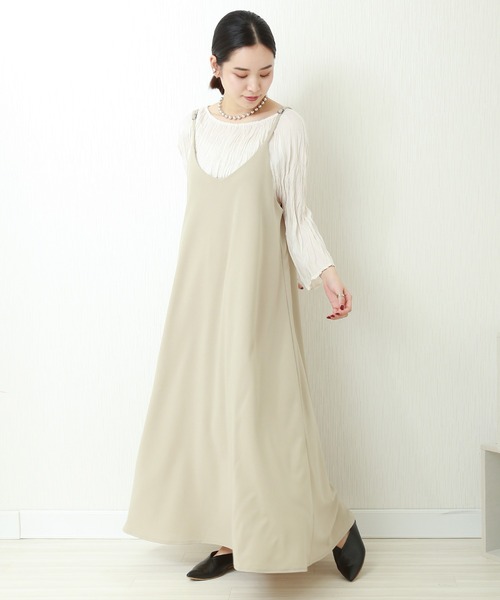 libelle more（リベル モア）の「カットジョーゼット　キャミワンピース（ジャンパースカート・レディース・ブラウン/ブラック/パープル/ラベンダー/グレイッシュベージュ・FREE）」の8枚目の写真