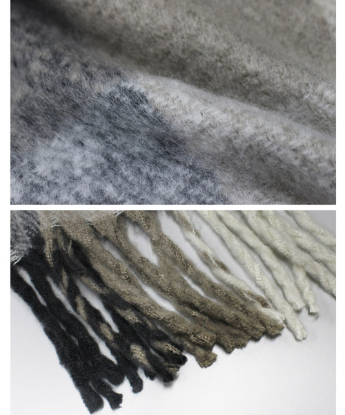 Fizz（フィズ）の「【Fizz/フィズ】　ビッグフリンジチェックストール（マフラー・レディース・ネイビー/グリーン/ピンクベージュ・FREE）」の13枚目の写真