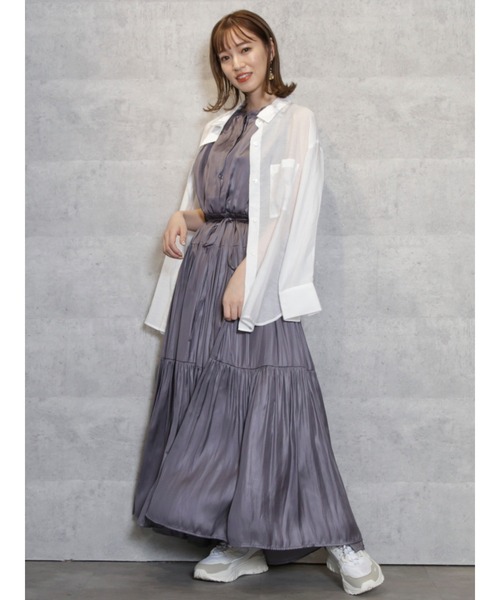 dazzlin（ダズリン）の「シャイニーティアードフレアワンピース（ワンピース・レディース・パープル/ブルー/アイボリー・FREE）」の14枚目の写真