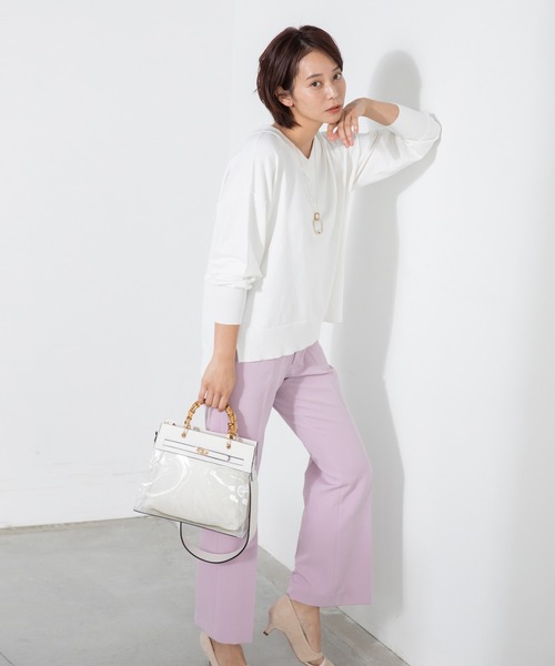 Rewde（ルゥデ）の「袖ボリュームＶネックニット（1R14-02176）（ニット/セーター・レディース・ホワイト/ブルー/ピンク・M）」の16枚目の写真