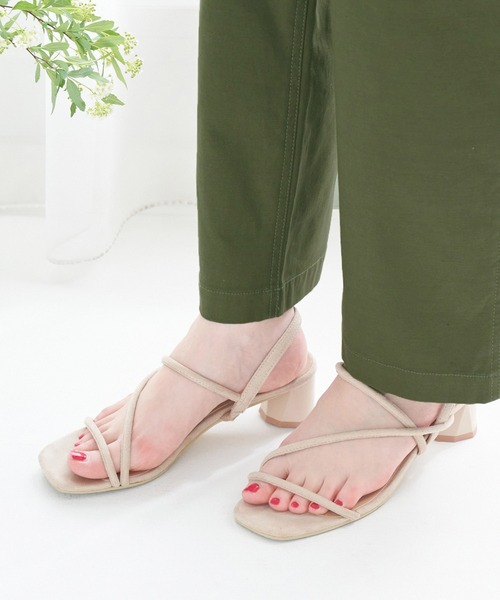 ROPE' PICNIC（ロペピクニック）の「【WEB限定24.5cm】ナローストリングペイントヒールサンダル（サンダル・レディース・ブラック/ベージュ系その他/グリーン・23.5cm/24.5cm/23.0cm/24.0cm）」の3枚目の写真