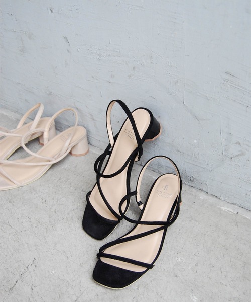 ROPE' PICNIC（ロペピクニック）の「【WEB限定24.5cm】ナローストリングペイントヒールサンダル（サンダル・レディース・ブラック/ベージュ系その他/グリーン・23.5cm/24.5cm/23.0cm/24.0cm）」の2枚目の写真