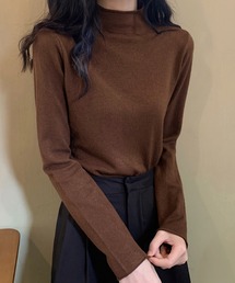 レディース 薄手ディープスリーブハイネックニット