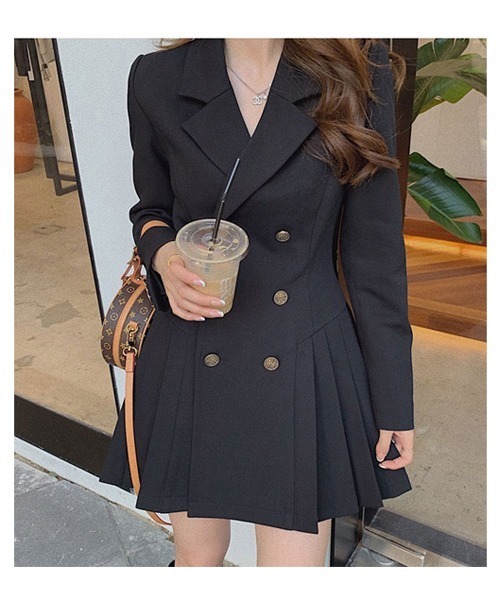 Passion（パッション）の「テーラードカラー　ミニ丈ワンピース（ワンピース・レディース・ブラック/オレンジ・S/M/L/XL）」の9枚目の写真