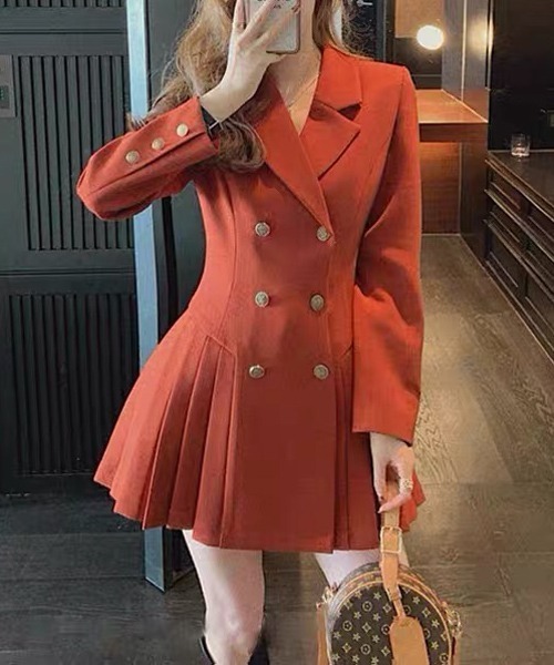 Passion（パッション）の「テーラードカラー　ミニ丈ワンピース（ワンピース・レディース・ブラック/オレンジ・S/M/L/XL）」の12枚目の写真