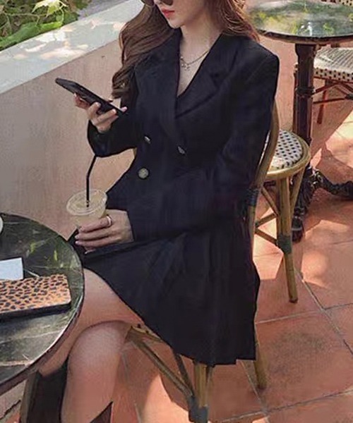 Passion（パッション）の「テーラードカラー　ミニ丈ワンピース（ワンピース・レディース・ブラック/オレンジ・S/M/L/XL）」の21枚目の写真