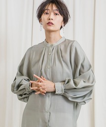 CIENA | 上品な透け感2wayボリュームスリーブシアーシャツ(シャツ/ブラウス)