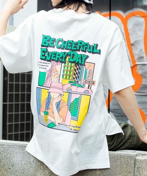 WEGO（ウィゴー）の「WEGO/グラフィックビッグシルエットTシャツ（Tシャツ/カットソー・レディース・ダークグリーン/イエロー/ピンク/ホワイト/ブルー/その他1/スミクロ/ホワイト系その他/オレンジ/その他2/サックスブルー/イエロー系その他/ライム/オフホワイト/その他3/その他5/その他4/その他6・MEDIUM/SMALL）」の16枚目の写真