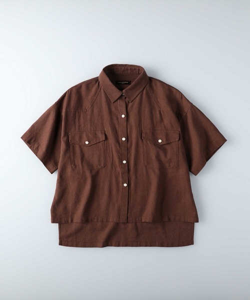 RAG MACHINE（ラグマシーン）の「【RAG MACHINE】ドットボタン半袖シャツ（シャツ/ブラウス・レディース・ブラウン/グリーン/オフホワイト・M/L）」の11枚目の写真