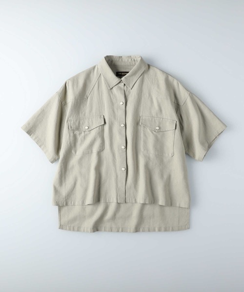 RAG MACHINE（ラグマシーン）の「【RAG MACHINE】ドットボタン半袖シャツ（シャツ/ブラウス・レディース・ブラウン/グリーン/オフホワイト・M/L）」の12枚目の写真