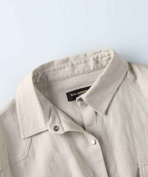 RAG MACHINE（ラグマシーン）の「【RAG MACHINE】ドットボタン半袖シャツ（シャツ/ブラウス・レディース・ブラウン/グリーン/オフホワイト・M/L）」の6枚目の写真