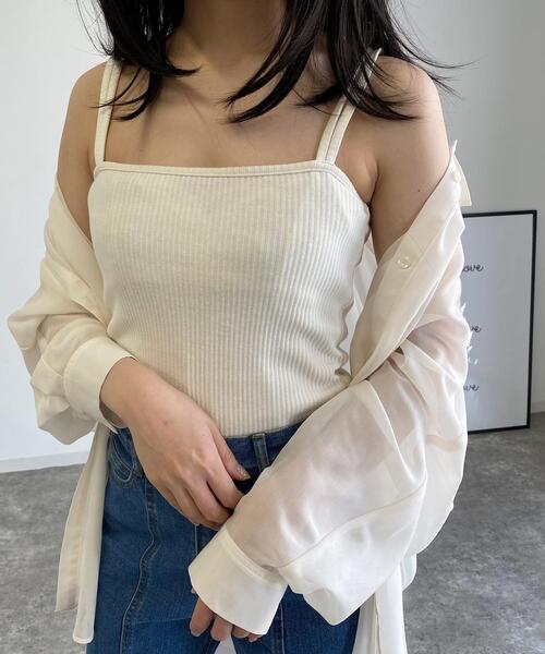 MLI'A(エムリア)の「テレコベアトップ(キャミソール・レディース・アイボリー/ブラウン/ブラック/ライトグリーン・M)」の9枚目の写真