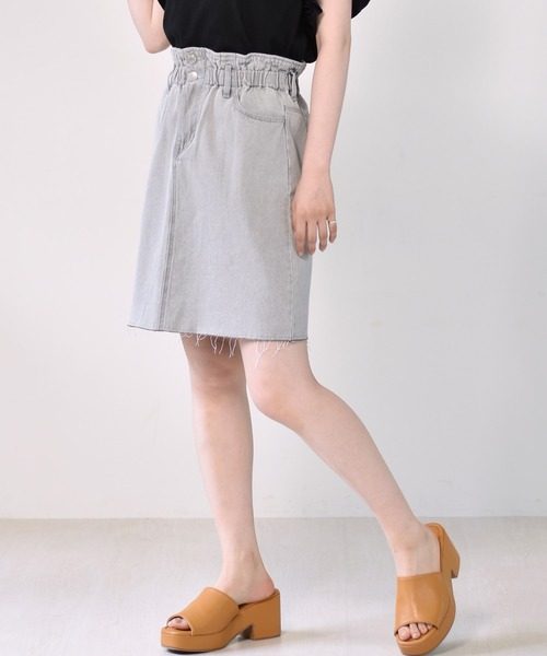 RETRO GIRL（レトロガール）の「ボックスタイトミディスカート（スカート・レディース・ケミカルウォッシュ/アイボリー/ブラック/チャコールグレー・FREE）」の4枚目の写真