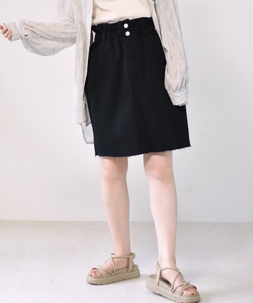 RETRO GIRL（レトロガール）の「ボックスタイトミディスカート（スカート・レディース・ケミカルウォッシュ/アイボリー/ブラック/チャコールグレー・FREE）」の3枚目の写真