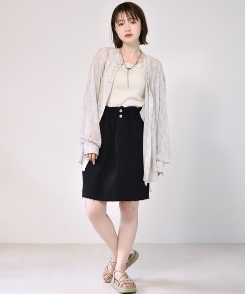 RETRO GIRL（レトロガール）の「ボックスタイトミディスカート（スカート・レディース・ケミカルウォッシュ/アイボリー/ブラック/チャコールグレー・FREE）」の10枚目の写真