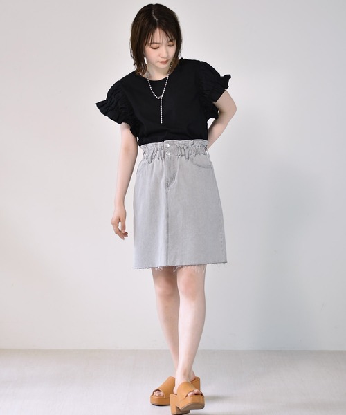 RETRO GIRL（レトロガール）の「ボックスタイトミディスカート（スカート・レディース・ケミカルウォッシュ/アイボリー/ブラック/チャコールグレー・FREE）」の11枚目の写真