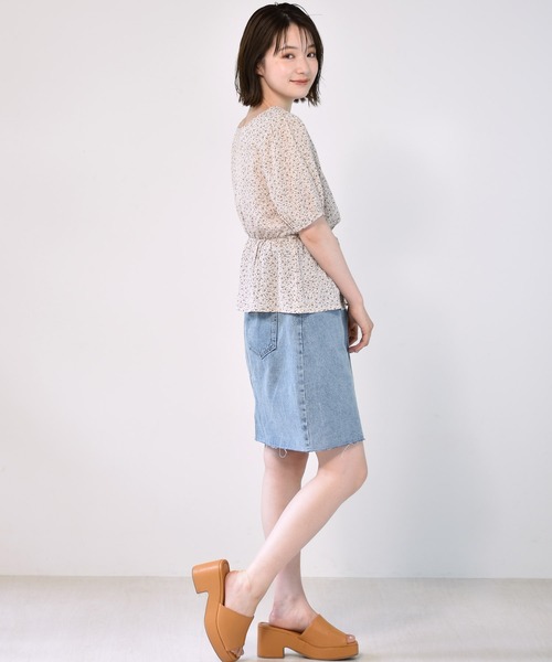 RETRO GIRL（レトロガール）の「ボックスタイトミディスカート（スカート・レディース・ケミカルウォッシュ/アイボリー/ブラック/チャコールグレー・FREE）」の13枚目の写真