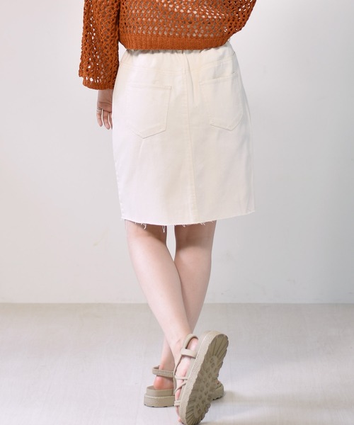 RETRO GIRL（レトロガール）の「ボックスタイトミディスカート（スカート・レディース・ケミカルウォッシュ/アイボリー/ブラック/チャコールグレー・FREE）」の16枚目の写真