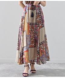 Alluge | パッチワークプリントギャザーフレアスカート(スカート)