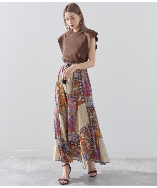 Alluge（アルージュ）の「パッチワークプリントギャザーフレアスカート（スカート・レディース・ピンク/ブルー・FREE）」の11枚目の写真