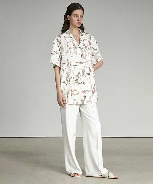 UNSPOKEN(アンスポクン)の「【UNSPOKEN】Art pattern shirt UX21S059(シャツ/ブラウス・レディース・ホワイト・M/L/S)」の2枚目の写真