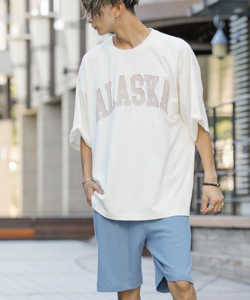 Beno(ビーノ)の「貼付け アーチロゴ ルーズシルエット Tシャツ 【ALASKA】(Tシャツ/カットソー・メンズ・オフホワイト/アイボリー/ブラック/オートミール/ラベンダー・M/L)」の7枚目の写真