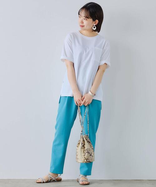 green label relaxing（グリーンレーベルリラクシング）の「[ XS / H148-155cm ] ★★SC オーバーサイズ ポケット ショートスリーブ Tシャツ（Tシャツ/カットソー・レディース・ホワイト/ブラック/ピンク/ライム・XS）」の6枚目の写真