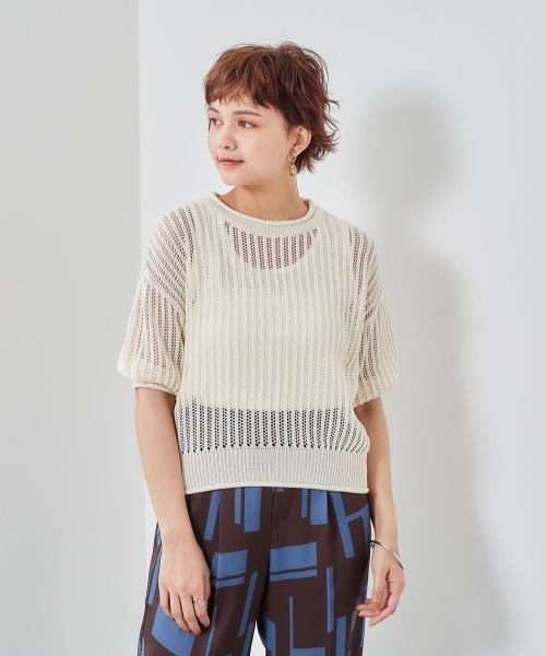 cepo（セポ）の「スカシアミショートニットプルオーバー（ニット/セーター・レディース・グリーン/オレンジ/オフホワイト/ブラック・M）」の17枚目の写真