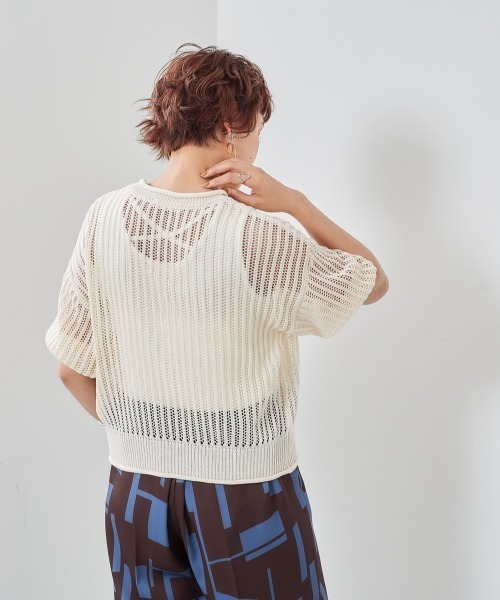 cepo（セポ）の「スカシアミショートニットプルオーバー（ニット/セーター・レディース・グリーン/オレンジ/オフホワイト/ブラック・M）」の11枚目の写真