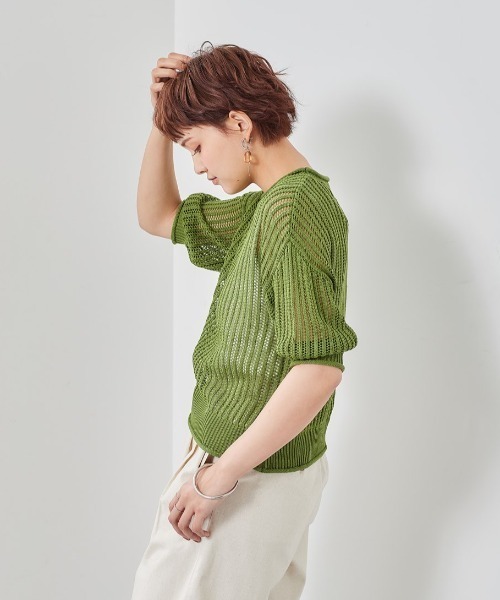 cepo（セポ）の「スカシアミショートニットプルオーバー（ニット/セーター・レディース・グリーン/オレンジ/オフホワイト/ブラック・M）」の15枚目の写真