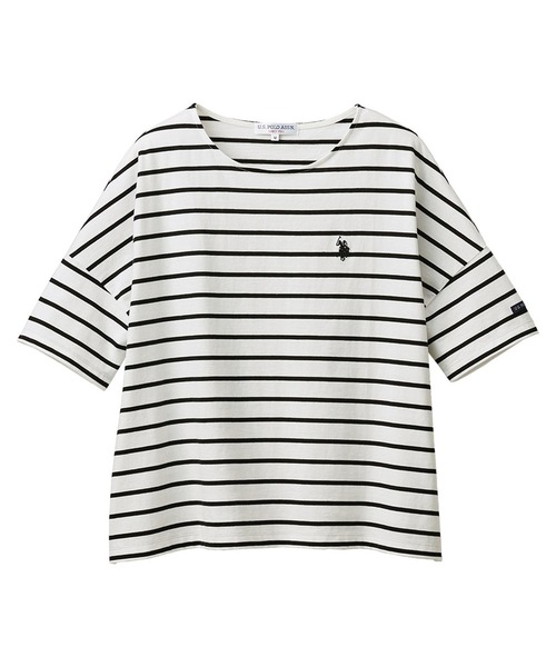 U.S. POLO ASSN.(ユーエスポロアッスン)の「【U.S.POLO ASSN.】綿100%ワンポイント刺繍オーバーサイズ5分袖Tシャツ(Tシャツ/カットソー・レディース・ネイビー/オフホワイト/ピンク/ホワイト系その他/ブラック系その他/モカ/セージグリーン・LL/L/M)」の9枚目の写真
