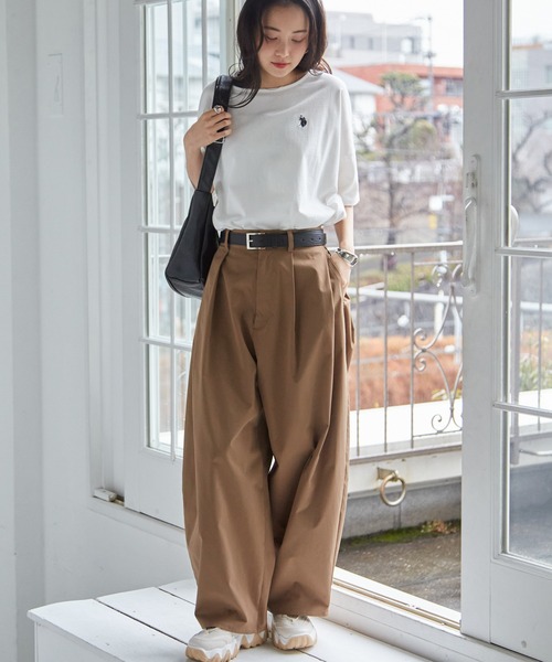 U.S. POLO ASSN.(ユーエスポロアッスン)の「【U.S.POLO ASSN.】綿100%ワンポイント刺繍オーバーサイズ5分袖Tシャツ(Tシャツ/カットソー・レディース・ネイビー/オフホワイト/ピンク/ホワイト系その他/ブラック系その他/モカ/セージグリーン・LL/L/M)」の19枚目の写真