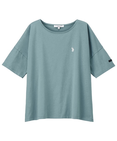 U.S. POLO ASSN.(ユーエスポロアッスン)の「【U.S.POLO ASSN.】綿100%ワンポイント刺繍オーバーサイズ5分袖Tシャツ(Tシャツ/カットソー・レディース・ネイビー/オフホワイト/ピンク/ホワイト系その他/ブラック系その他/モカ/セージグリーン・LL/L/M)」の22枚目の写真
