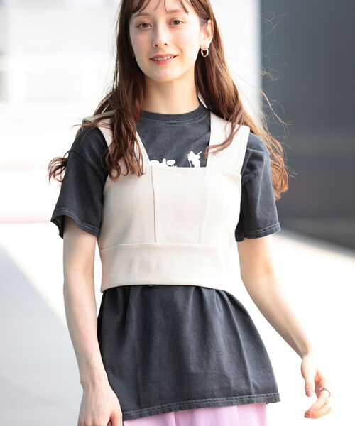 Ray BEAMS（レイビームス）の「Ray BEAMS / リブ キリカエ ビスチェ（その他トップス・レディース・ブラック/ミント/ホワイト系その他6・ONE SIZE）」の2枚目の写真