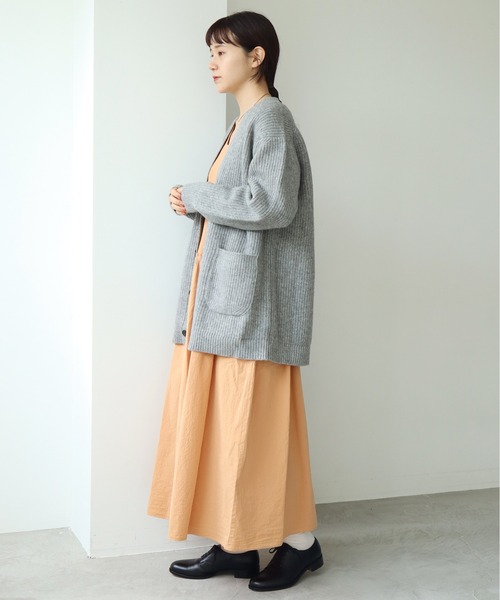cardo fabrica(カルドファブリカ)の「◇オーガニックWガーゼ ノースリーブ切替ワンピース(ワンピース・レディース・ブラック/オレンジ/キナリ・FREE)」の7枚目の写真