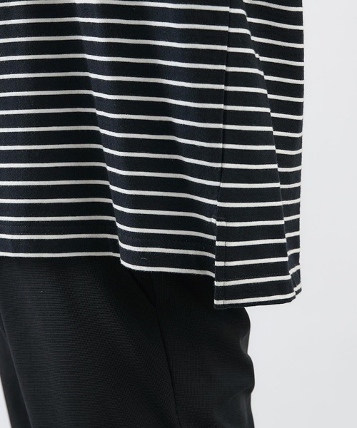 COLONY 2139（コロニートゥーワンスリーナイン）の「細ボーダー天竺BIGTシャツ/ビッグシルエットボーダーTシャツ（Tシャツ/カットソー・メンズ・ホワイト/ブラック・MEDIUM/LARGE）」の14枚目の写真