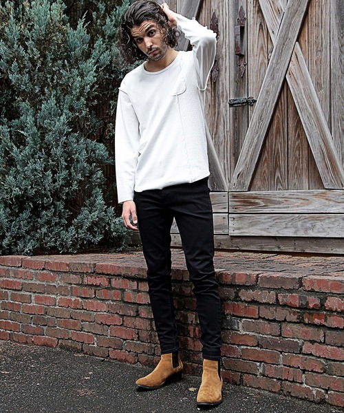 RATTLE TRAP（ラトルトラップ）の「Uネックカットオフウォッシュ加工（Tシャツ/カットソー・メンズ・ホワイト/ブラック/ブラック×ホワイト・LL/M/L）」の12枚目の写真