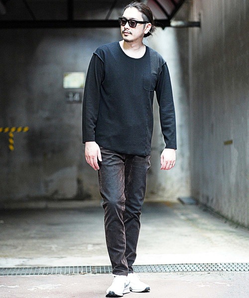 RATTLE TRAP（ラトルトラップ）の「Uネックカットオフウォッシュ加工（Tシャツ/カットソー・メンズ・ホワイト/ブラック/ブラック×ホワイト・LL/M/L）」の19枚目の写真