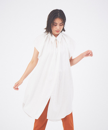 qualite | ギャザーショルダーロングシャツ(シャツ/ブラウス)