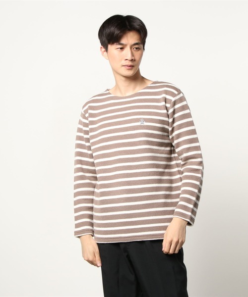 Munsingwear Grand-Slam（マンシングウェア　グランドスラム）の「ウールフリース　バスクシャツ風セーター（ニット/セーター・メンズ・ブラウン/ホワイト×ネイビー・M/L/XL/S）」の14枚目の写真