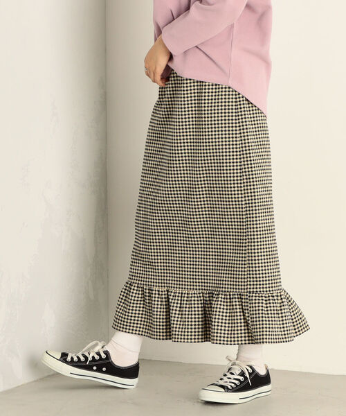 fredy emue（フレディエミュ）の「チェック柄裾フリルスカート（スカート・レディース・ベージュ系その他3/ブラック系その他3・36/38）」の4枚目の写真