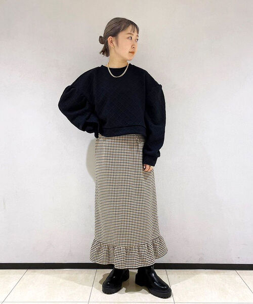 fredy emue（フレディエミュ）の「チェック柄裾フリルスカート（スカート・レディース・ベージュ系その他3/ブラック系その他3・36/38）」の5枚目の写真