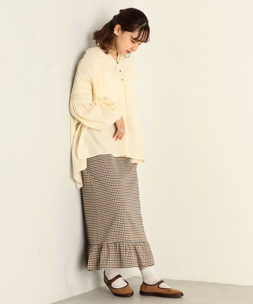 fredy emue（フレディエミュ）の「チェック柄裾フリルスカート（スカート・レディース・ベージュ系その他3/ブラック系その他3・36/38）」の6枚目の写真