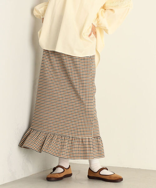 fredy emue（フレディエミュ）の「チェック柄裾フリルスカート（スカート・レディース・ベージュ系その他3/ブラック系その他3・36/38）」の8枚目の写真