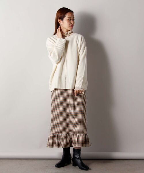 fredy emue（フレディエミュ）の「チェック柄裾フリルスカート（スカート・レディース・ベージュ系その他3/ブラック系その他3・36/38）」の9枚目の写真