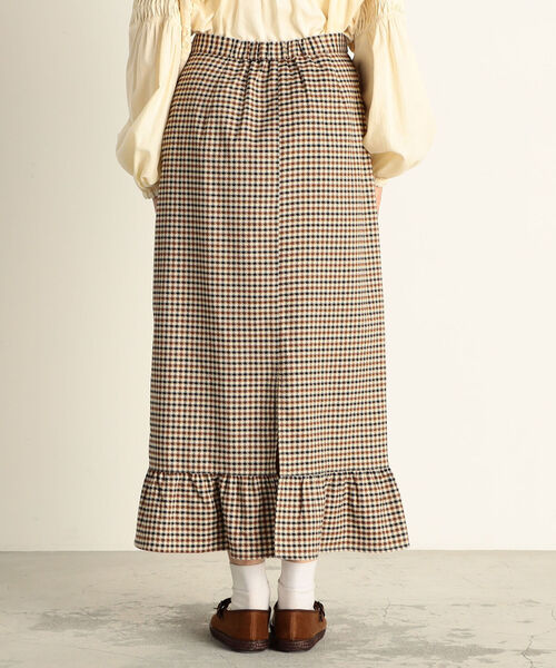 fredy emue（フレディエミュ）の「チェック柄裾フリルスカート（スカート・レディース・ベージュ系その他3/ブラック系その他3・36/38）」の13枚目の写真