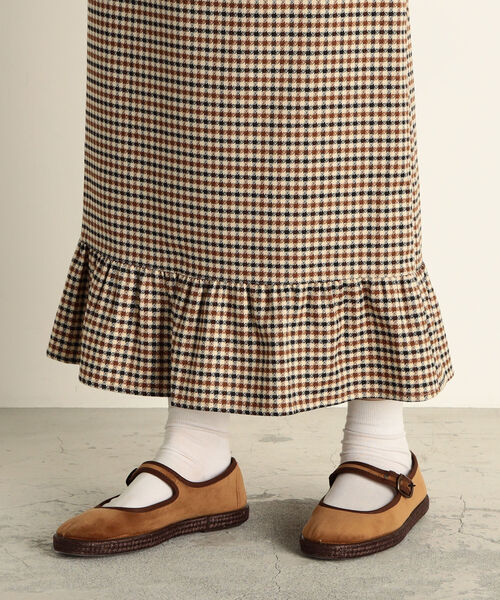 fredy emue（フレディエミュ）の「チェック柄裾フリルスカート（スカート・レディース・ベージュ系その他3/ブラック系その他3・36/38）」の21枚目の写真
