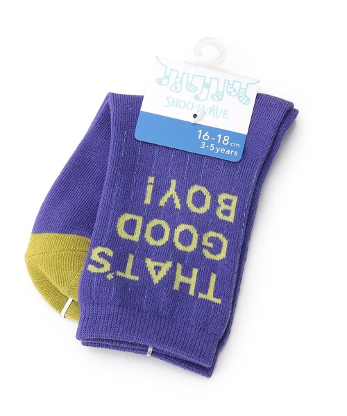 SHOO・LA・RUE(シューラルー)の「◆ロゴ使いアソートクルーソックス(ソックス/靴下・キッズ・キャメル/黄緑系/パープル系4/ブラック・59/56)」の4枚目の写真